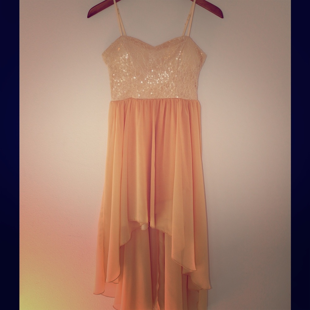 Elegant High/Low Pale Apricot Dress